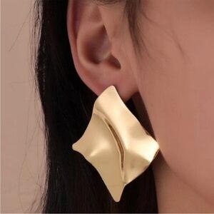 Gold Asymmetrical Geometric Stud Earrings